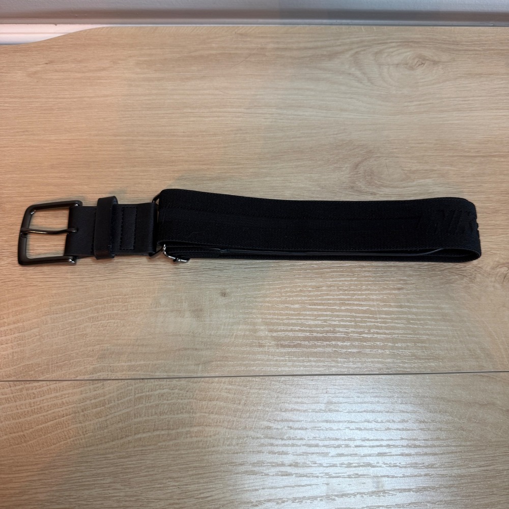 Nike Baseball Belt Black Elastic Adjustable One Size Swoosh Logo Athletic